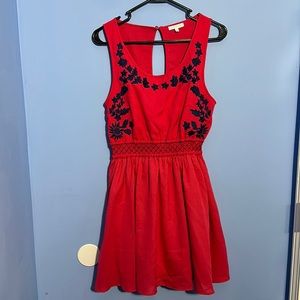 Jun & Ivy Embroidered Dress. Pink and Navy. Size M